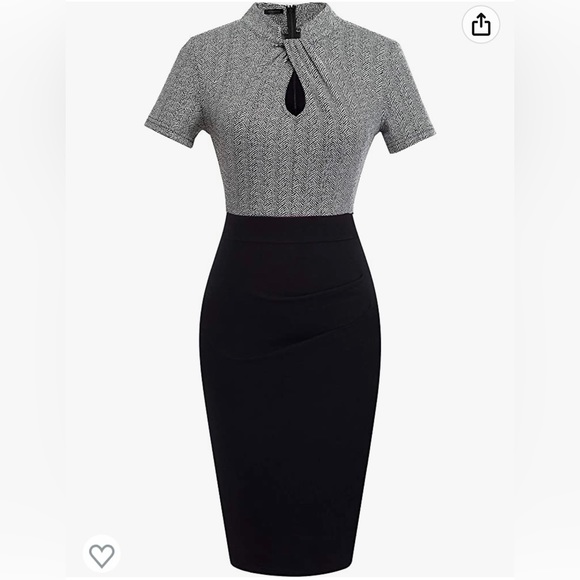 Homeyee black and grey keyhole dress 12 - Picture 2 of 5